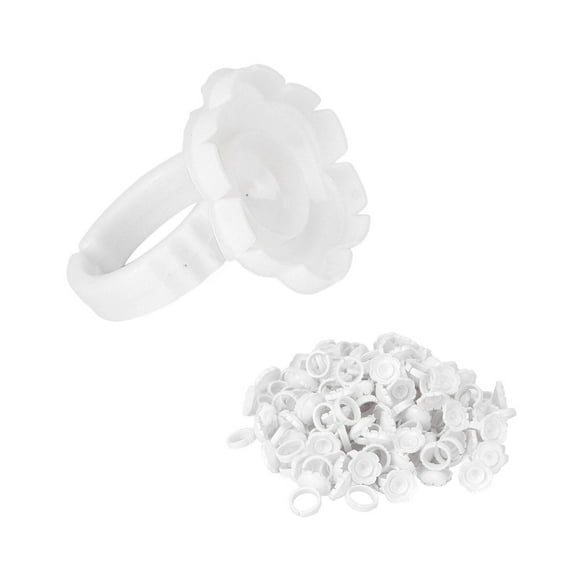 Anillos de pegamento de flores, 100 piezas Anillos de pegamento de flores Anillo de pegamento de extensión de pestañas Copas de pegamento de extensión de pestañas Estética elegante