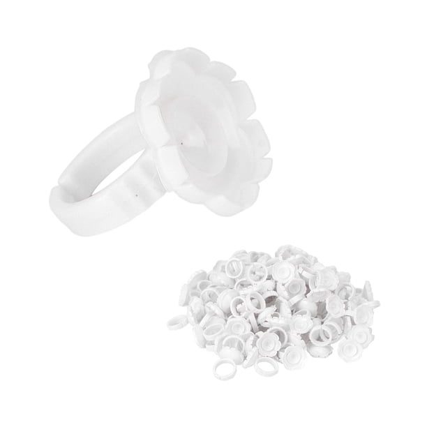 Anillos de pegamento de flores, 100 piezas Anillos de pegamento de flores Anillo de pegamento de extensión de pestañas Copas de pegamento de extensión de pestañas Estética elegante