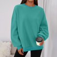 thumbnail image 5 of Women's Simple Solid Color Crewneck Pullover Sweatshirt Loose Long Sleeve Tops Casual Comfortable Fall Winter Clothes, 5 of 6