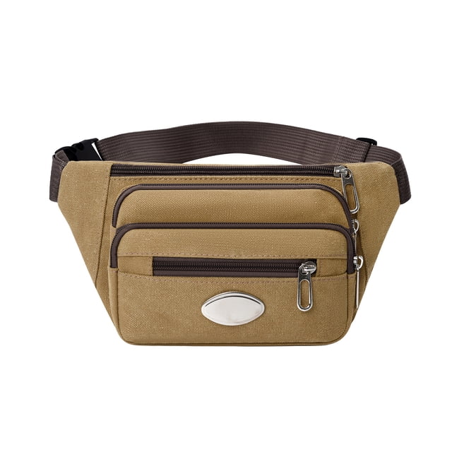 Waterproof Phone Bag Canvas Waist Pack For Men And Women With Multiple Zippered Pockets And Adjustable Belt