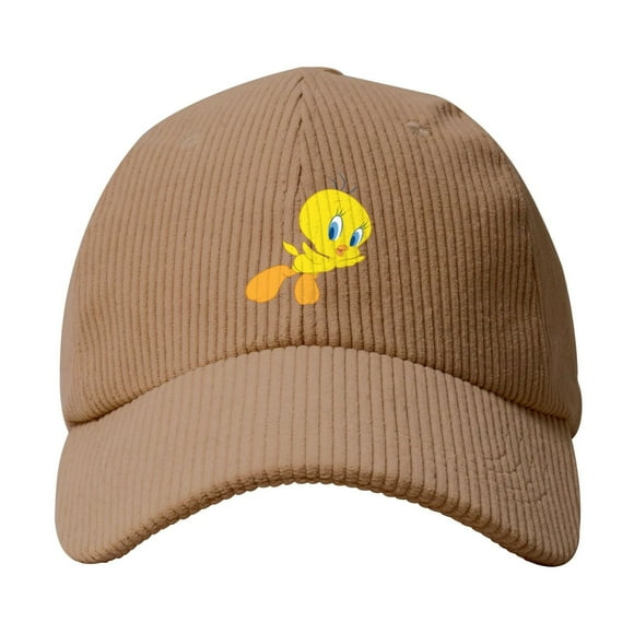 Tweety Bird Corduroy Baseball Cap Men Women Fashion Classic Adjustable Corduroy Plain Mesh Hat Khaki