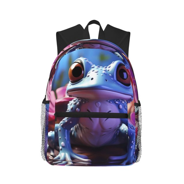 Disketp Colorful Frog Among Flowers Mochila Ligera Clásica con Múltiples Bolsillos, Mochila Casual para Hombre y Mujer, Ideal para Escuela, Trabajo y Viajes