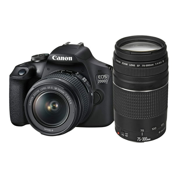 Canon EOS 2000d (Rebel T7) EF18-55mm + EF 75-300mm Double Zoom KIT ...