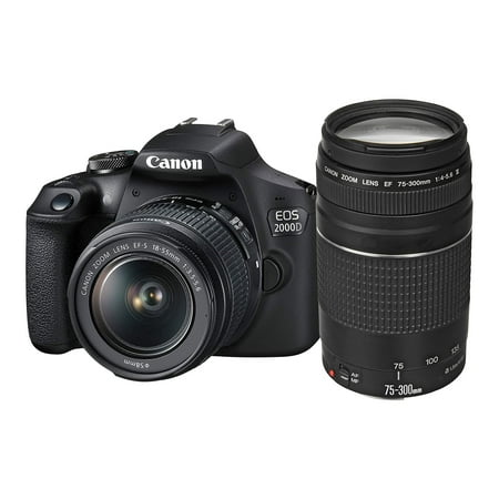 Canon EOS 2000d (Rebel T7) EF18-55mm + EF 75-300mm Double Zoom KIT (International Model)