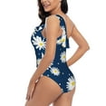 thumbnail image 4 of Honeii Daisies Flowers for women's one-piece swimsuit featuring a chic one-shoulder design experience elegance and style in the water-Medium, 4 of 6