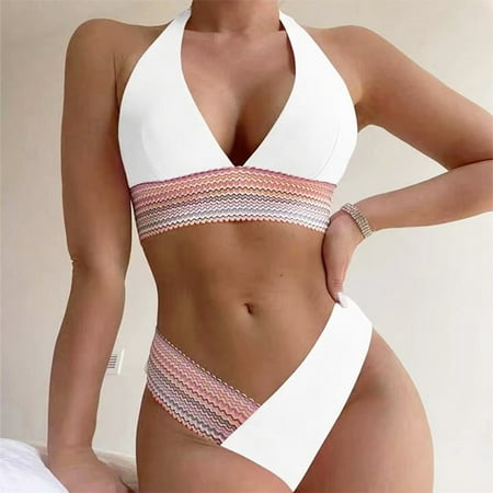 High Waist Bikini 2024 Sexy Women Swimsuit Two Piece Thong biquini Nylon Elastic Knit Patchwork Brazilian Swimming Bathing Suits