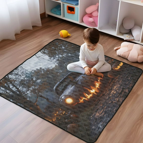 WOBOGO Pumpkins Car Baby Playmats Extra Large Waterproof Rollable Activity Pads for Toddlers 50×50inch
