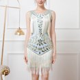 thumbnail image 2 of TAIAOJING 1920 Vintage Prom Sequins Gowns Vest Round Neck Plus Size Beaded Tassel Dresses Costume, 2 of 4