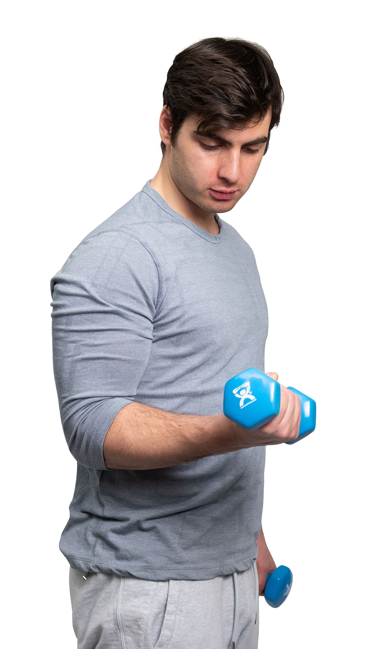 Fabrication Enterprises Vinyl-Coated Iron Dumbbell, Light Blue, 4 lb