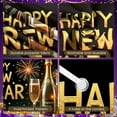 thumbnail image 4 of Gold Glitter Happy New Year Banner Fireworks Design New Year Display Champagne Theme Festive Gold Festive Backdrop for New Year Party Home Gathering New Year's Eve, 4 of 9