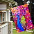thumbnail image 3 of Oil Painting Colorful Feathers Beautiful Peacock Animal House Flag 28" x 40" Double Sided Polyester Welcome Large Yard Garden Flag for Patio Lawn Home Outdoor Decor, 3 of 6
