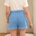 thumbnail image 4 of CYRBOKO Girls Shorts, Comfy Elastic Waist Summer Loose Fit Bottoms with Pockets Light Blue Size 9-10 T, 4 of 7
