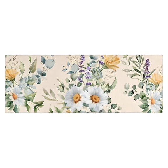 Pioneer Flower Floral Print Pattern Kitchen Rug Mat,Kitchen Runner Rugs Non Skid Washable,Decorative Kitchen Floor Mats for Kitchen,Sink,Laundry,17"X47"