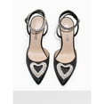 thumbnail image 4 of Women's Rhinestone Heart Stiletto Heels Satin Evening Pumps with Buckle Strap, 4 of 7