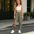 thumbnail image 2 of NOLDARES Girl's Wide Leg Sweatpants Elastic Waist Athletic Long Joggers with Pockets Causal Baggy Kids Sports Pants(AG,5-6 Years), 2 of 7