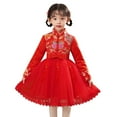 thumbnail image 3 of lnmuld Winter Dress Toddler Kids Baby Girls Children Fairy Hanfu Dresses for Chinese Calendar New Year Lined Warm Princess Dresses Embroidery Tang Suit Performance Size:10-11 Years, 3 of 8