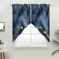 thumbnail image 5 of Navy Blue Marble Kitchen Window Curtains, Swag Curtains Valance for Bedroom Living Room Bathroom, Modern Contemporary Art Rod Pocket Window Treatment Curtain Block Drapes 2 Panels 36"x45", 5 of 9