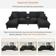 thumbnail image 6 of Harper & Bright Designs Modular Sectional Sofa Set with 2 Storage Ottoman and Cup Holder, U-Shaped Couch with Console, Corduroy Upholstered Sectional Sofa with USB Ports, Black, 6 of 18