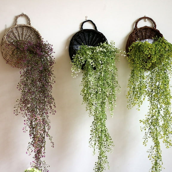 HONMEET Flower Pot Wall Hanging Baskets 2Pcs Wicker 14.6x11.8x8.3in