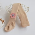 thumbnail image 2 of SGFCWSX Leggings for Girls Cable Knit Winter Tights with Flower Kids Fleece Lined Stretch Pantyhose Khaki Size 8 Years, 2 of 3