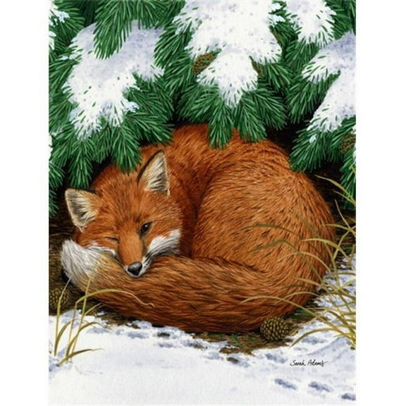 Fox Nap Time Flag Garden Size