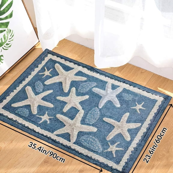 Starfish And Pattern Soft Small Velvet Area Rugs Non Slip Indoor Floor Carpet for Living Room Bedroom Decor