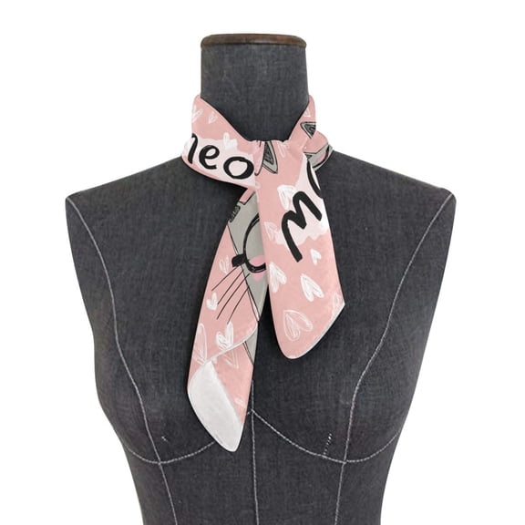 Square Scarf 24x24 Inch Magical Cat Love Design Silky Satin Sun Protection Neck Scarf for Women Multi-Purpose Head Wrap Bandana for Hair Bag Decoration