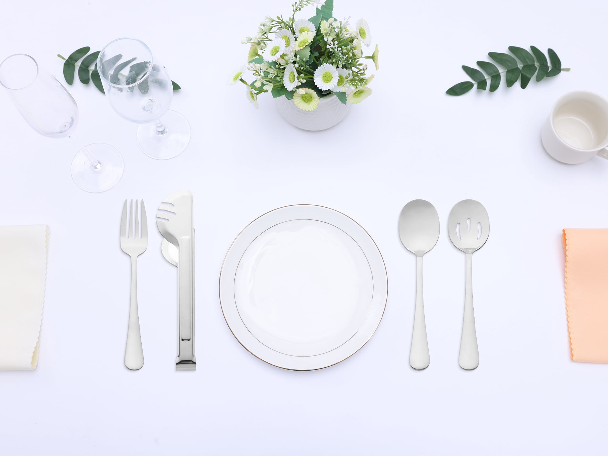 Unique Bargains Stainless Steel Flatware Set with Spoons and Forks Silver 8 Pcs