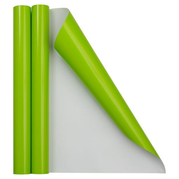 JAM Paper Glossy Wrapping Paper, 52.6 Sq ft Total (17 in x 18 Ft Each), Lime Green, 2 Rolls