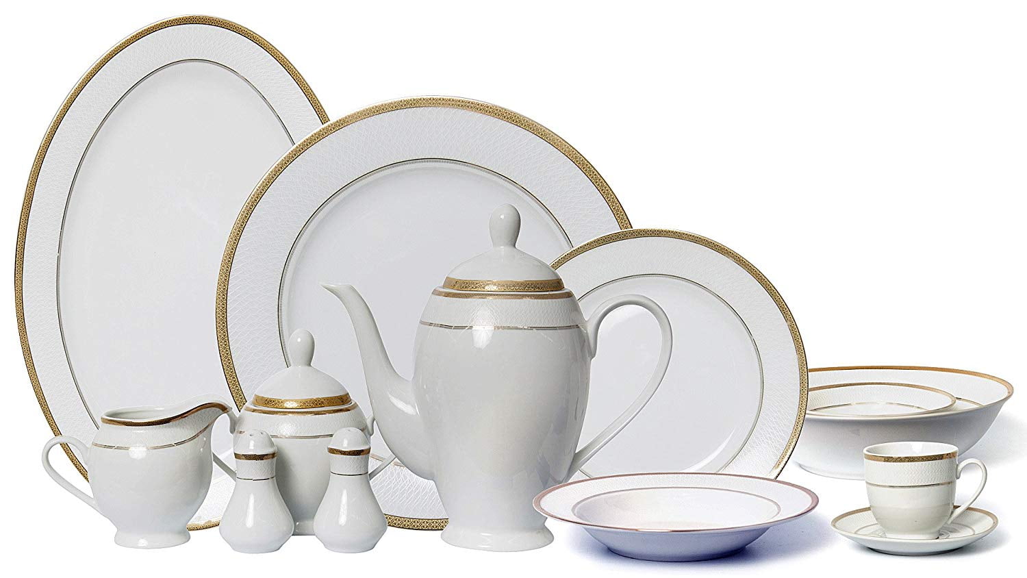 Euro Porcelain 57 pc Banquet Dinnerware Set For 8 Luxury Bone China lorren-home-trends-bone-china-dinnerware-set-of-24-reviews-wayfair