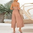 thumbnail image 4 of Aayomet Women Summer Straps One Shoulder Dressy Casual Wide Leg High Waist Jumpsuit Romper With Pockets,Pink S, 4 of 5