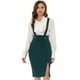thumbnail image 1 of Falda de cintura alta Allegra K con tirantes ajustables para mujer Verde oscuro S, 1 of 5
