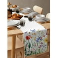 thumbnail image 3 of Table Runner Dresser Scarf 13 x 70 Inch Spring Floral Pink Yellow Red Wildflower Colorful Butterfly Table Runners Non-Slip Heat Kitchen Dining Table Decor for Indoor Outdoor Home Party Decoration, 3 of 7