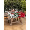 thumbnail image 2 of Outdoor Tablecloth with Umbrella Hole and Zipper, Christmas Rectangle Table Cloth 60x84 Inch Waterproof Tablecloth, Santa Claus Xmas Tree Reindeer Red Cottage Wood Plank Picnic Table Cover for Patio, 2 of 7