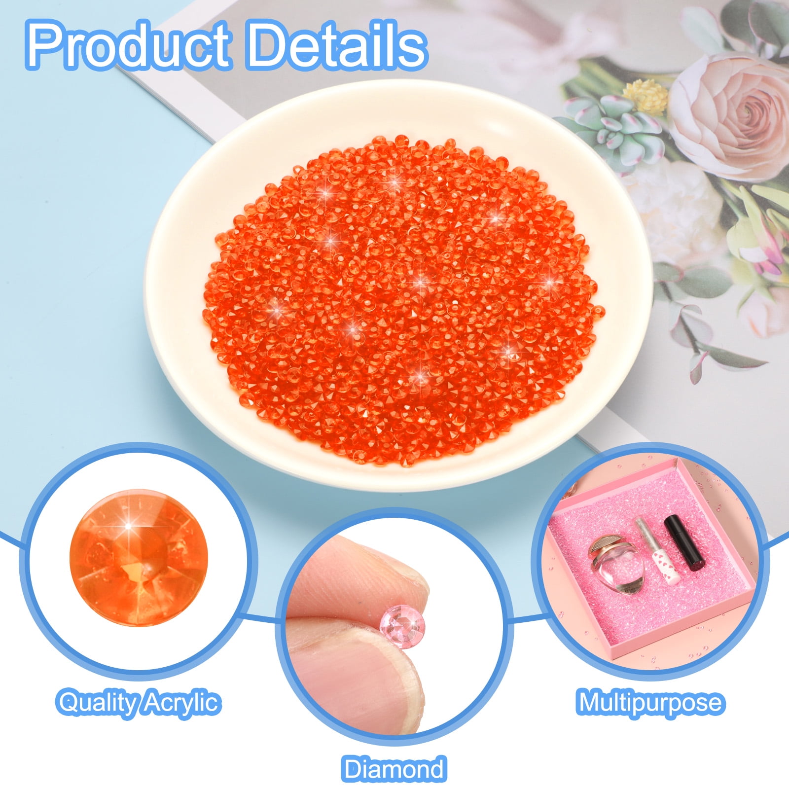 Unique Bargains Elegant Wedding Table Scatter Confetti for Decorations Orange 0.18"