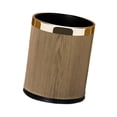 thumbnail image 2 of Basura de basura cesta de desperdicio Moderno Pu Cuero de cuero Puilador de basura de basura para sala de estar, baño, dormitorio, hogar, cocina 14l oro redondo, 2 of 8