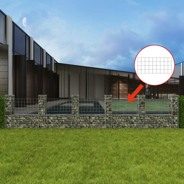 vidaXL Panier à Gabion en Forme de U en Acier Galvanisé 570x20x100 cm