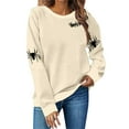 thumbnail image 1 of NMMUED Chandail en Molleton d'Halloween pour Femmes, Chemises d'Automne pour Femmes, Cadeaux d'Halloween pour Femmes, Hauts Y2k pour Femmes, Chemises d'Halloween pour Femmes, Chandails en Molleton Col Rond pour Femmes, Beige TTG, 1 of 4