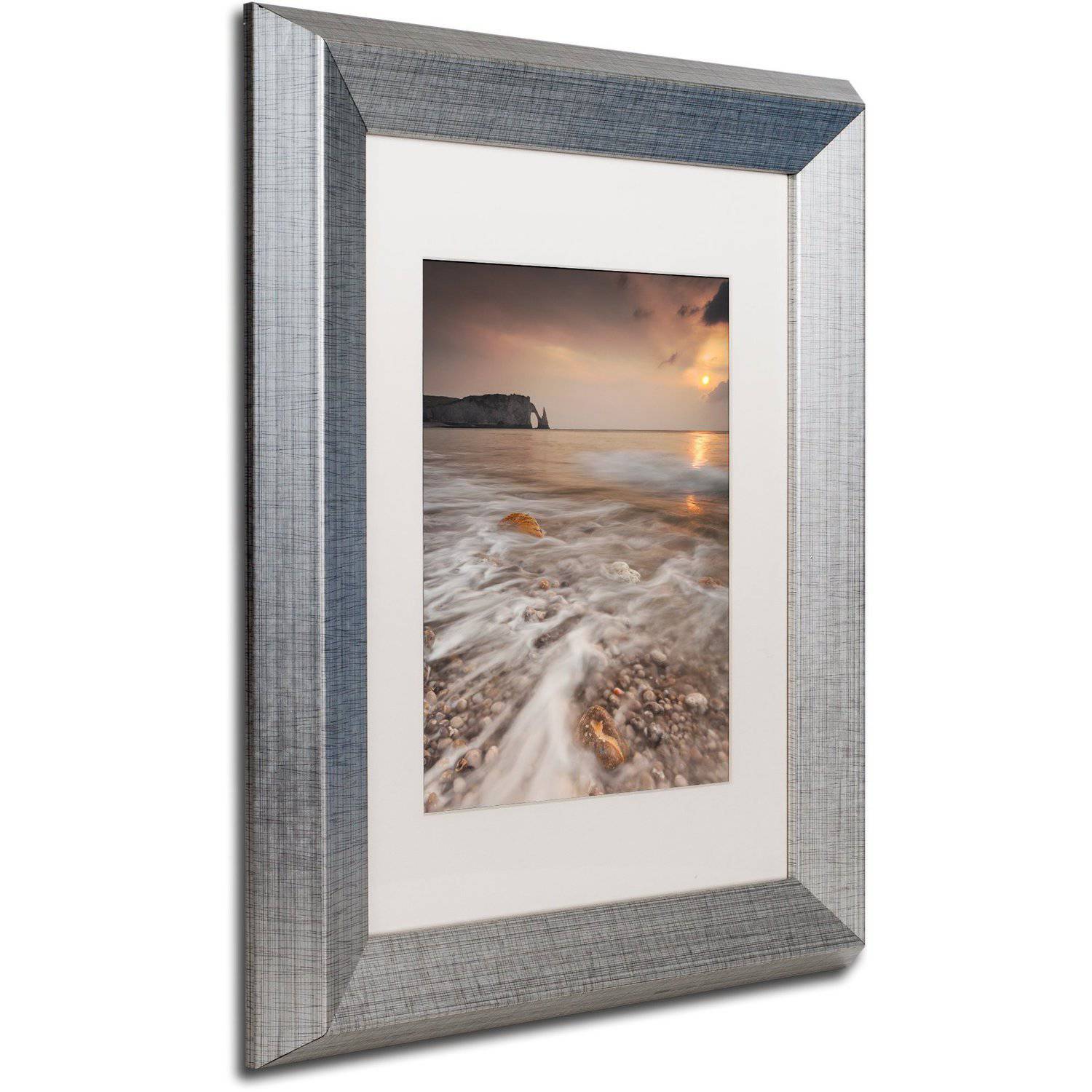 Trademark Fine Art "Etretat" Canvas Art by Mathieu Rivrin White Matte, Silver Frame