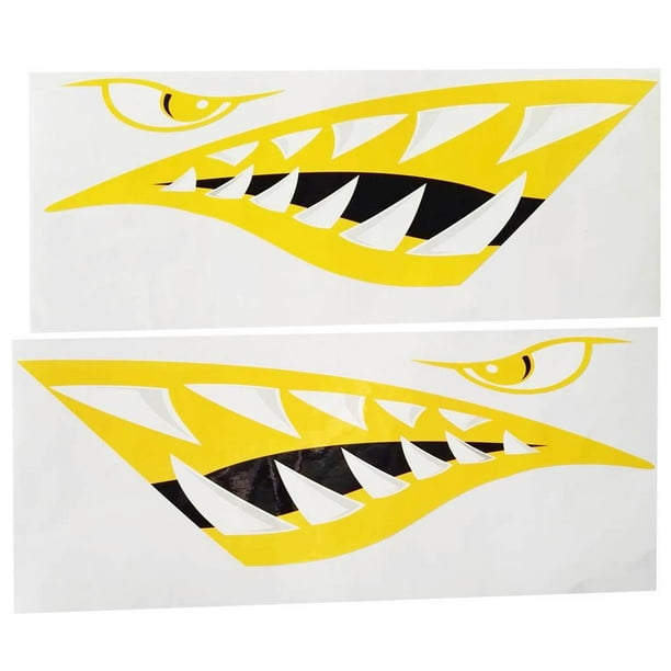 2 Pack Large Mouth Decal Stickers Fishing Boat Graphics Waterproof Yellow 