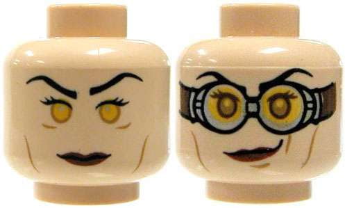 NEW Lego Light Flesh FEMALE MINIFIG HEAD Elsa Red Lips Big Smile Girl Blue Eyes