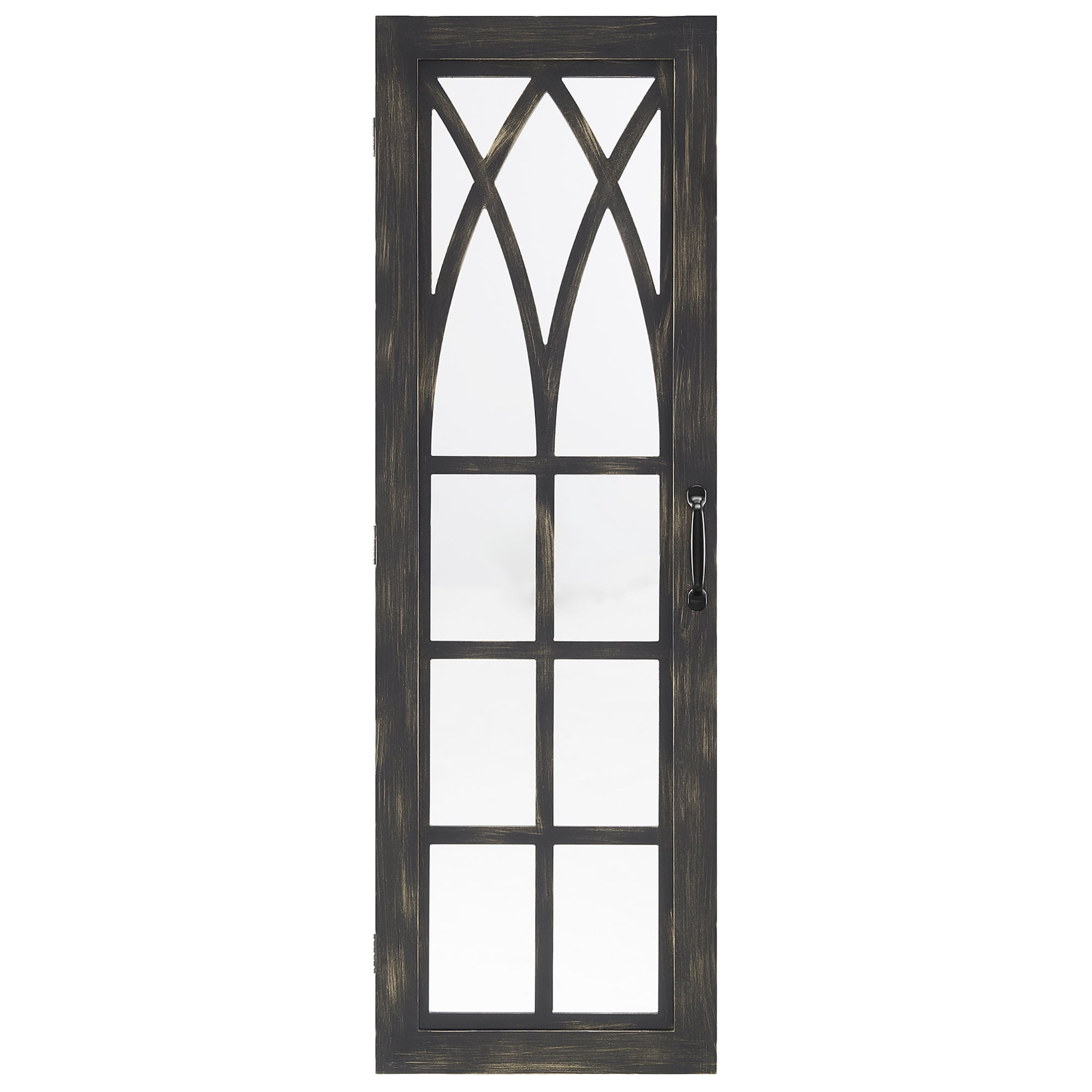 FirsTime & Co. Aged Black Farmhouse Arch Mirrored Jewelry Armoire, Farmhouse, Painted, Rectangular,Wood, 14 x 3.75 x 43 in