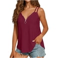 thumbnail image 2 of qolati Womens Eyelet Tank Tops Half Zip V Neck Sleeveless Summer Top Spaghetti Strap Beach Shirt Loose Fit Beach Vacation Flowy Blouses, 2 of 8