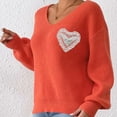 thumbnail image 4 of Lenpel Sweaters for Women Trendy V Neck Lantern Long Sleeve Chunky Knit Pullover Tops Casual Loose Fashion Sweaters(Orange,X-Large), 4 of 7