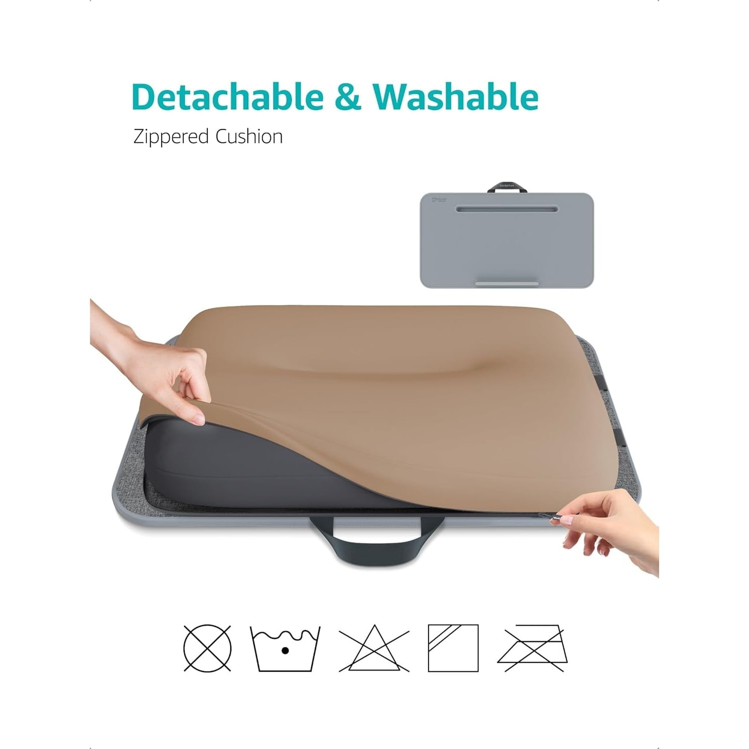 Lap Desk | Portable Laptop Desk & Stand – Fits Up to 17 inch – Washable Cushion, Built-in Phone Holder – for Bed, Couch, Sofa, Floor – Writing, Reading, Home Office – Large, Coffee