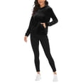 thumbnail image 5 of SAYFUT Womens Track Luxe Velour Hooded Pullover, Long Sleeve Solid Warm Pullover Tops Loose Sweatshirt with Kangaroo Pocket,Plus Size S-2XL/Blue,Black, 5 of 8