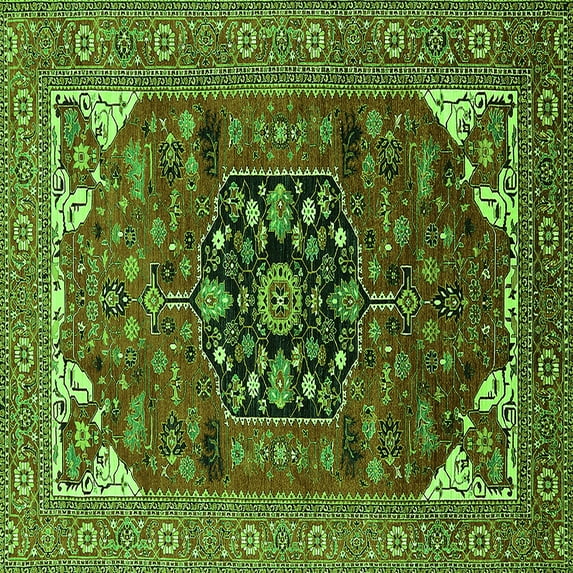 Ahgly Company Indoor Square Persian Green Traditional Area Rugs, 4' Square