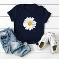 thumbnail image 4 of Vivianyo HD Casual Women's Summer Short Sleeve T-Shirt Women Short Sleeve Floral Printed Sunflower Round Neck Tops T-Shirt Blouse, 4 of 5