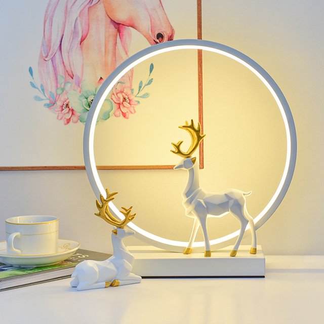 Lámpara de mesita de noche de 3W, ciervo redondo regulable continuo para decoración del hogar, sala de estudio