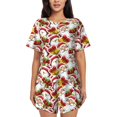 thumbnail image 1 of Balery Santa Claus bells Snowman Conjunto de Pijama para Mujer con Estampado, Dos Piezas de Manga Corta y Shorts, Ropa de Dormir Suave con Cuello Redondo y Bolsillos-Small, 1 of 6